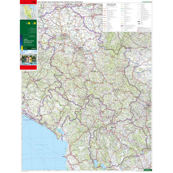 SERBIEN - MONTENEGRO - KOSOVO - NORDMAZEDONIEN, STRAßENKARTE - Straßenkarte Ansicht 4