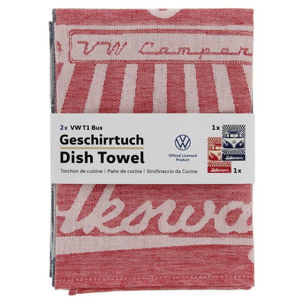 Brisa VW T1 BUS GESCHIRRTUCH 2ER SET – STRAHLEN/VINTAGE ROT & BLAU Ansicht 5