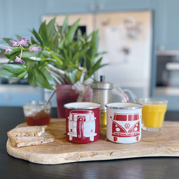 Brisa VW T1 BUS ENAMEL TASSE 2ER SET IN GESCHENKBOX - FRONT/WEISS - Becher Ansicht 6