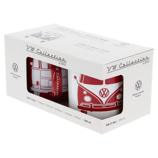 Brisa VW T1 BUS ENAMEL TASSE 2ER SET IN GESCHENKBOX - FRONT/WEISS - Becher Ansicht 4