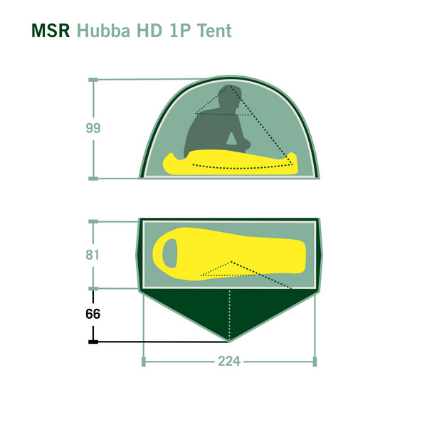 MSR HUBBA HUBBA HD 1P TENT - GREEN - Einpersonenzelt Ansicht 2