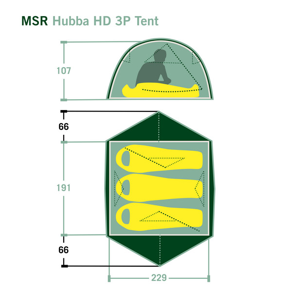MSR HUBBA HUBBA HD 3P TENT - GREEN - Kuppelzelt Ansicht 1