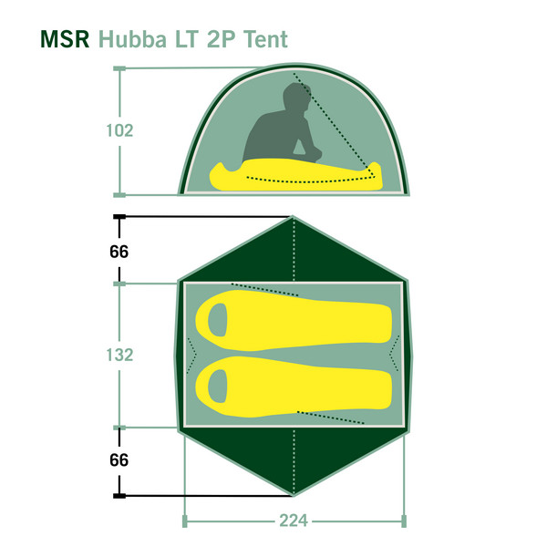 MSR HUBBA HUBBA LT 2P TENT - GREEN - Kuppelzelt Ansicht 2