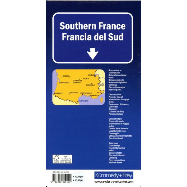 KÜMMERLY+FREY STRASSENKARTE FRANKREICH SÜD 1:600.000 Ansicht 2