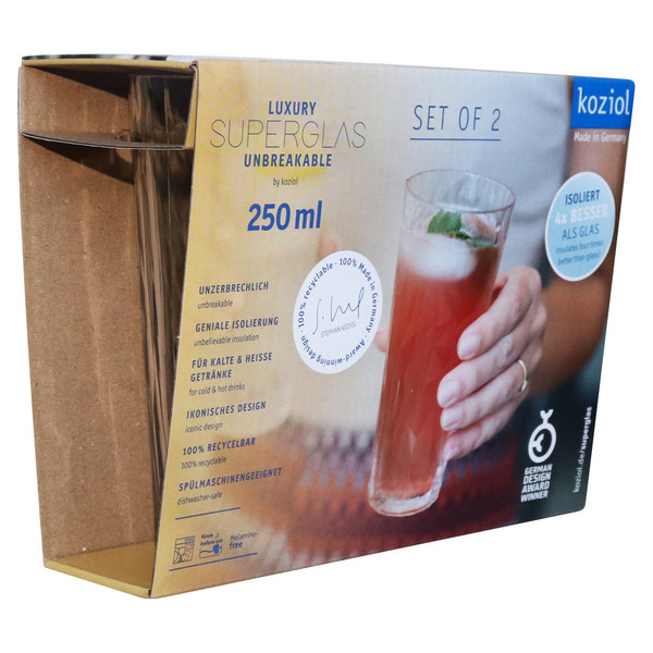 Koziol SUPERGLAS TRINKGLAS 250ML CLUB NO. 19 SET OF 2 - Campinggeschirr Ansicht 2
