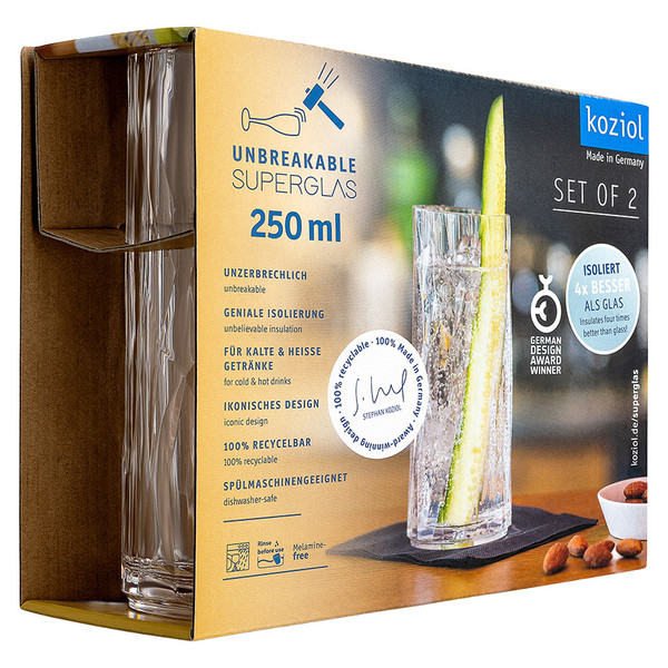 Koziol SUPERGLAS LONGDRINK GLAS 250ML CLUB NO. 3 SET OF 2 - Campinggeschirr Ansicht 2