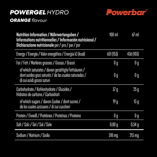 PowerBar PB POWERGEL HYDRO ORANGE (67MLX24) PACKAGE - Energiedrink Ansicht 4
