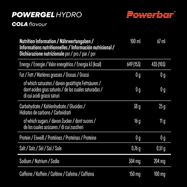 PowerBar PB POWERGEL HYDRO COLA (67MLX24) PACKAGE - Energiedrink Ansicht 4