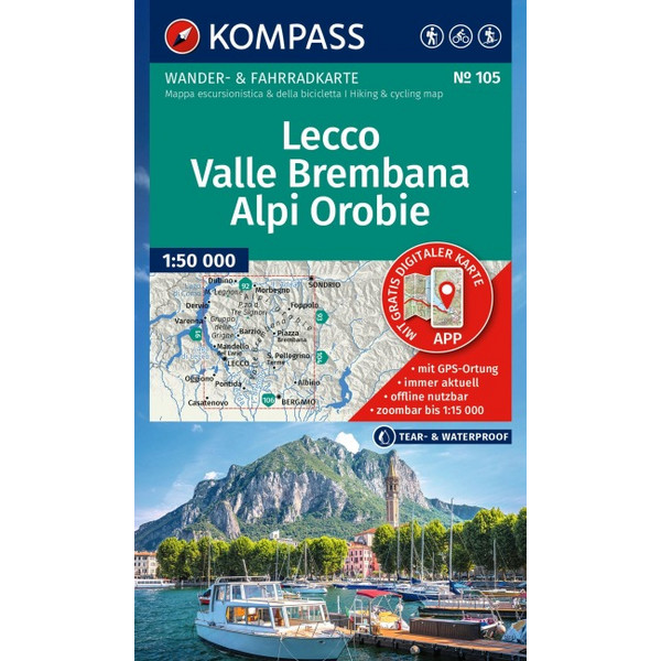 WANDERKARTE 105 LECCO, VALLE BREMBANA, ALPI OROBIE