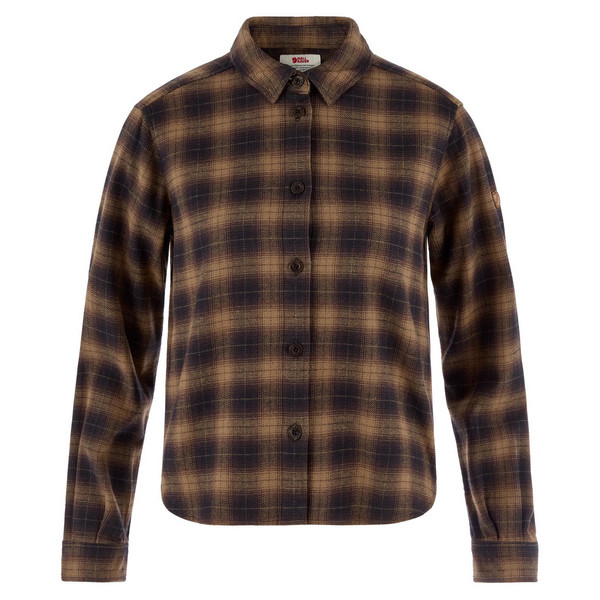 ÖVIK BOXY FLANNEL SHIRT W Damen - Flanellhemd-BLACK-WOOD BROWN