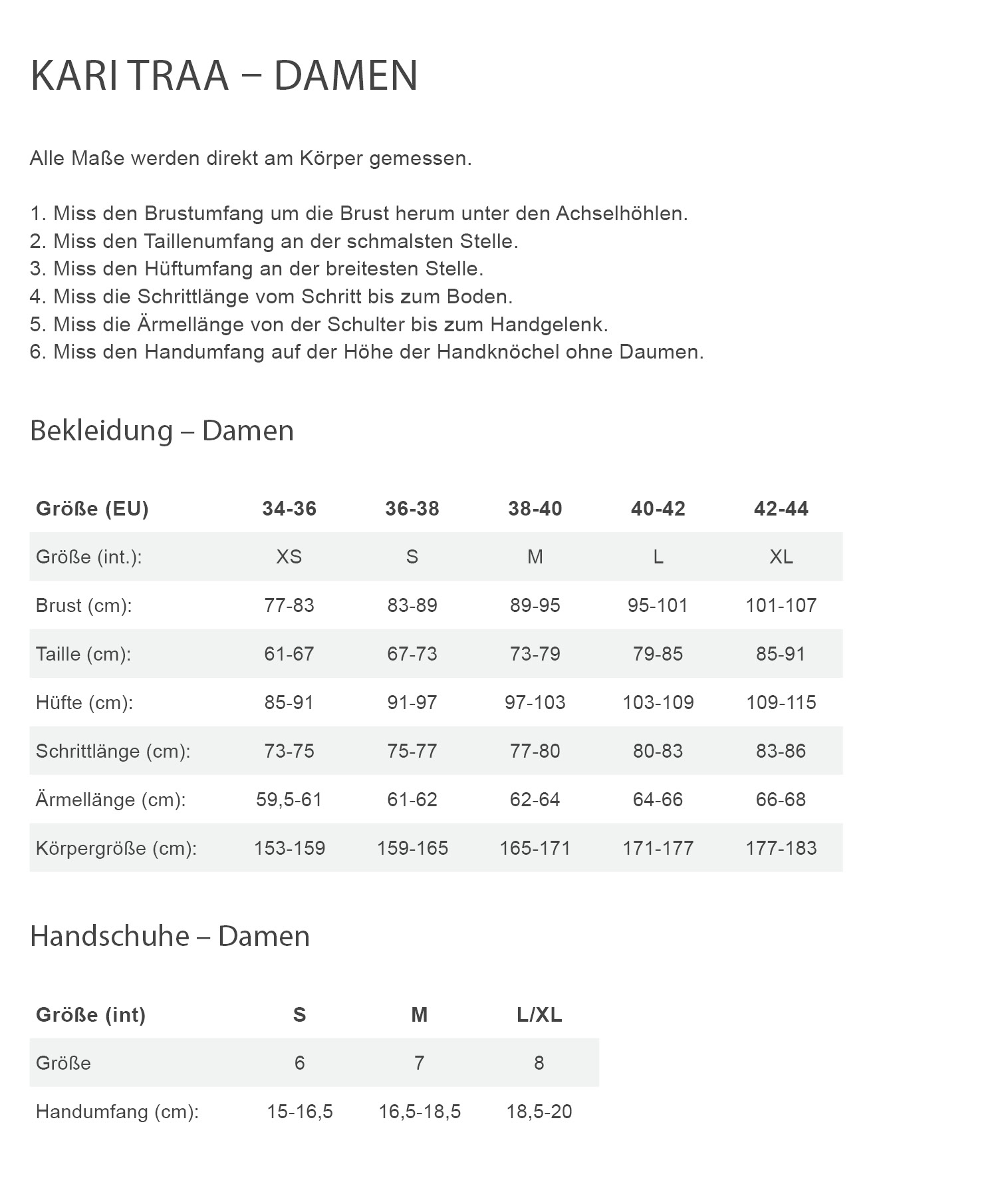 Kari Traa SMEKKER KNIT Damen - Strickpullover Größentabelle