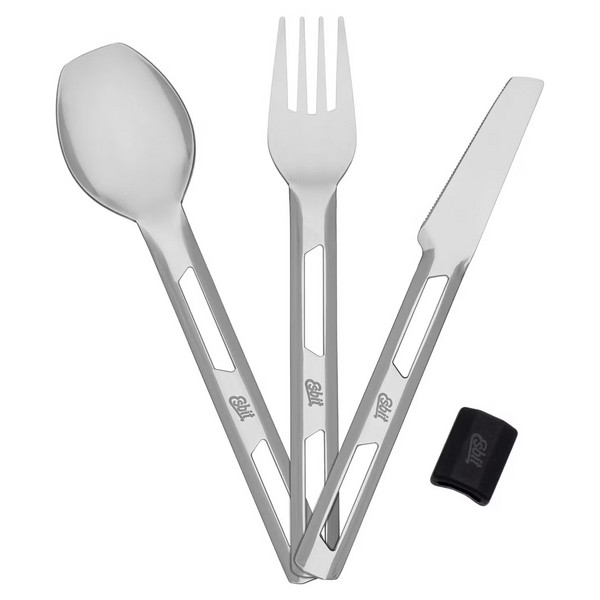 Esbit EDELSTAHL BESTECKSET, 3-TEILIG MIT SILIKON-MANCHETTE - Campingbesteck Ansicht 1