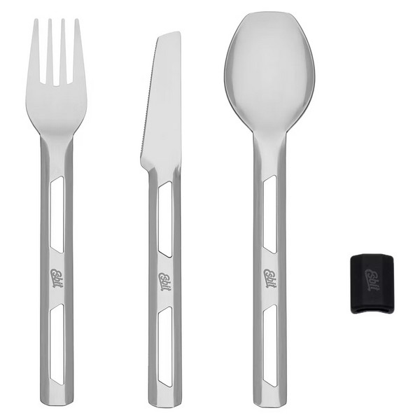 Esbit EDELSTAHL BESTECKSET, 3-TEILIG MIT SILIKON-MANCHETTE - Campingbesteck Ansicht 2