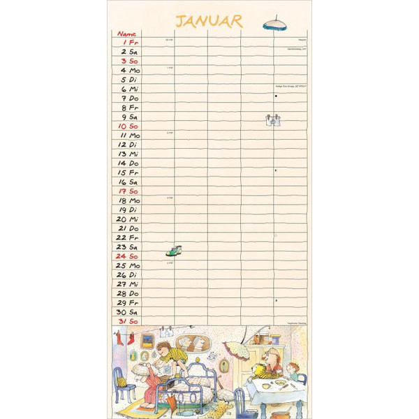JANOSCH FAMILIENPLANER 2027 - Kalender Ansicht 2