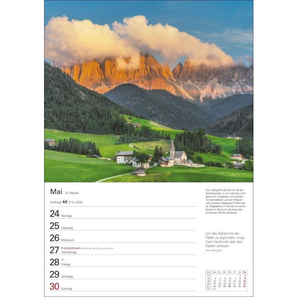 SÜDTIROL WOCHENPLANER 2027 - EINE REISE IN 53 BILDERN - Kalender Ansicht 2