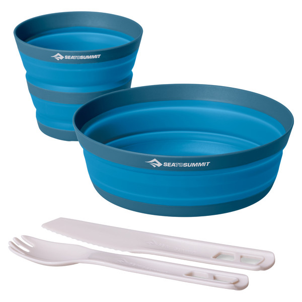 XLITE COLLAPSIBLE BOWL, CUP, SPORK & KNIFE SET - Geschirrset-PAGODA BLUE